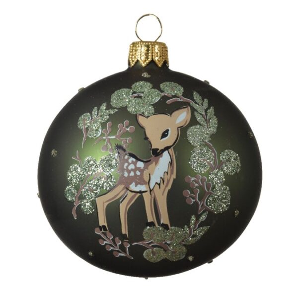 Green Glass Ball With Deer