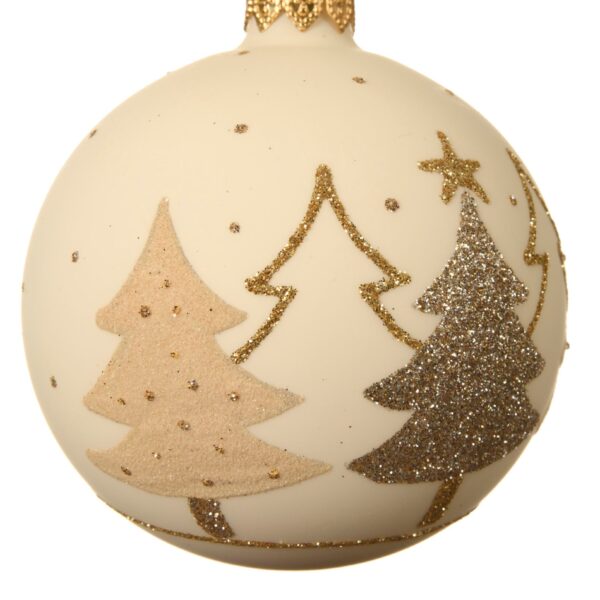 Cream and Gold Glass Ball W/ Trees