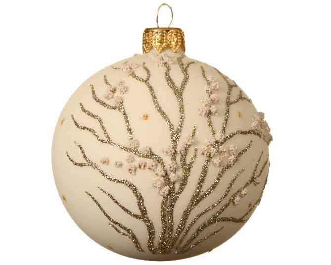 050178 Cream and Gold Glass Ball With Branches - Image 1