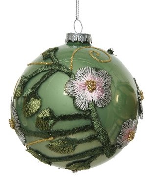Christmas Glass Ball with Lace Flower