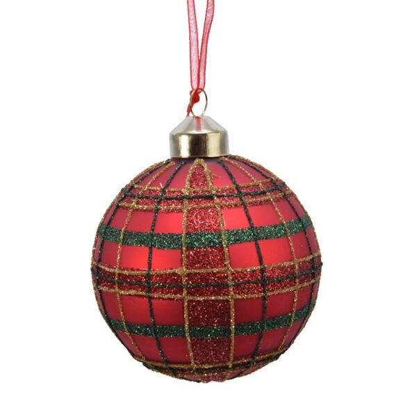 كرات زجاجية حمراء لعيد الميلاد مع لمعان