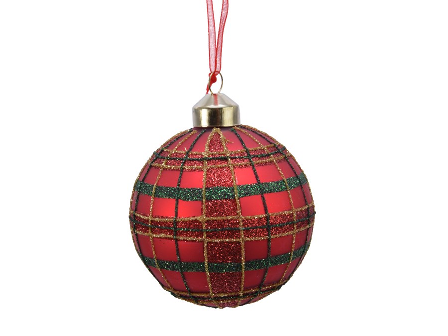 067386 كرات زجاجية حمراء لعيد الميلاد مع لمعان - الصورة 1