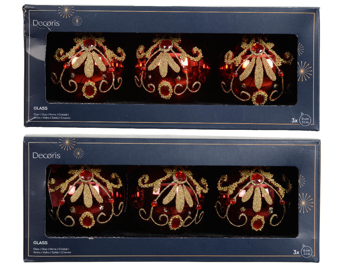 071168 סט של 3 כדורי זכוכית לחג המולד – תמונה 1