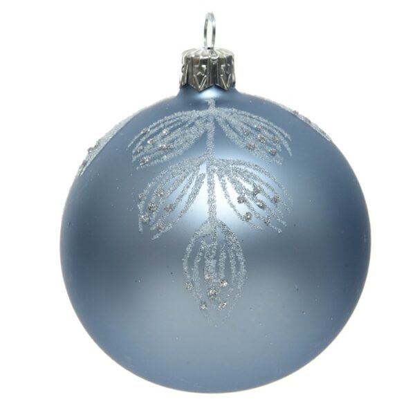 כדור זכוכית כחול עם נצנצים כסופים