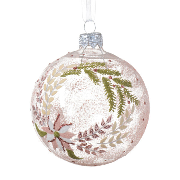 كرة عيد الميلاد الزجاجية الوردية