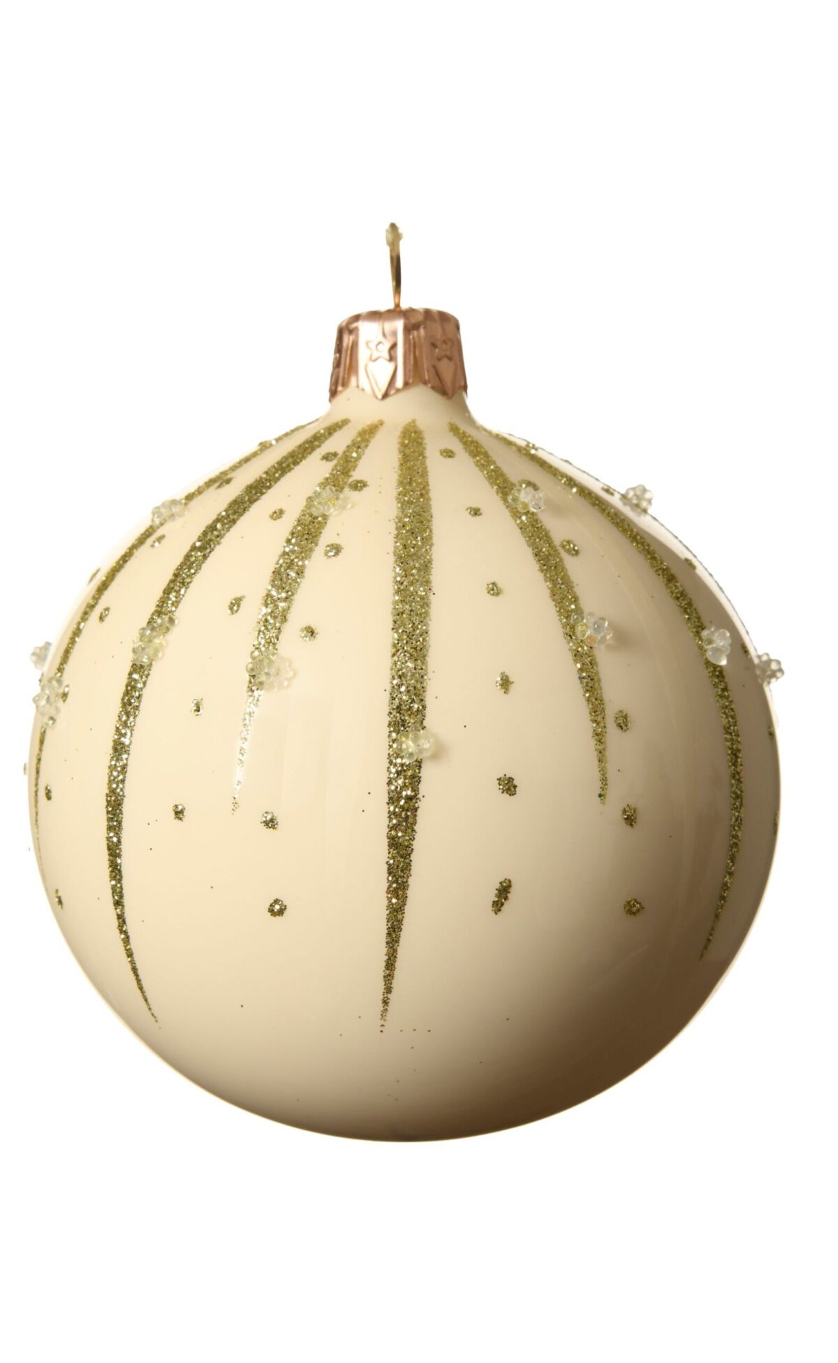 Cream W/ Gold Glitter Glass Ball - Image 1