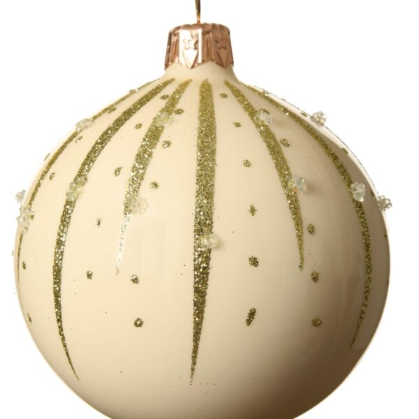 Cream W/ Gold Glitter Glass Ball