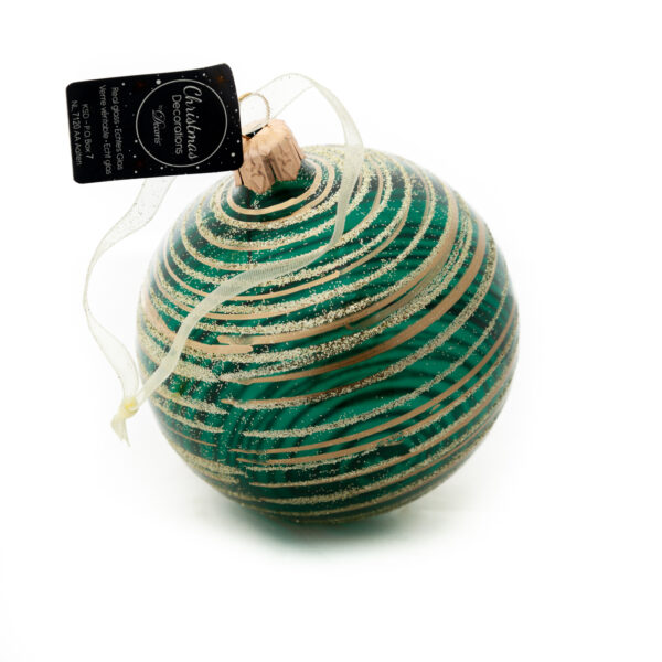 Dark Green Glass Ball W/ Gold Lines