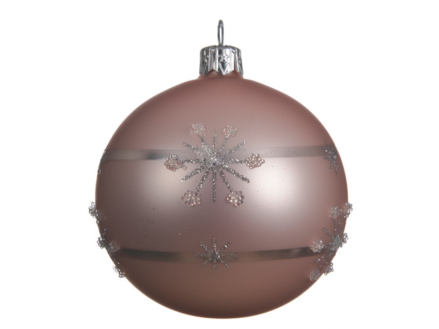 151108 Pink Glass Ball With snowflake - Image 1