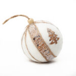 White Velvet Ball W/ Stripes & Trees