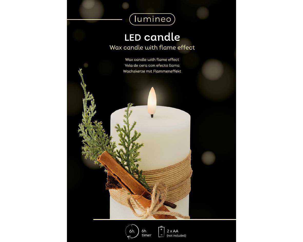 487515v شمعة مزخرفة مع LED ثابتة - الصورة 2