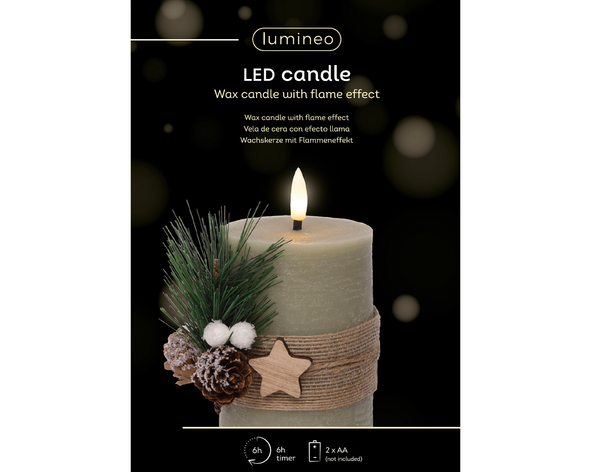 489310v נר לד יציב עם קישוט עלי – תמונה 2