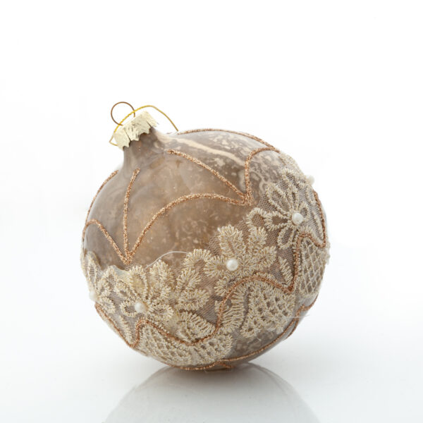Beige Glass XMAS Ball W/ Textile