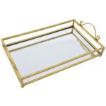 מגש מתכת זהב עם מראה