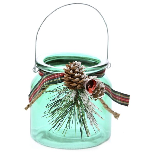 Green Glass Candle Holder