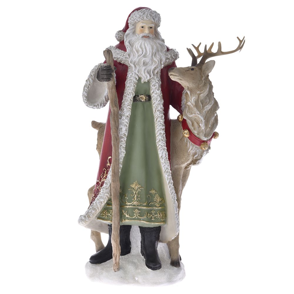 74845 Santa With Reindeer Polyresin - Image 1