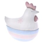 Pink And Blue Ceramic Chicken