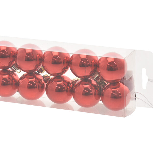 כדורי חג המולד מפלסטיק אדום מבריק