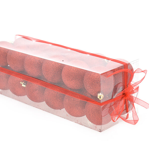 Red Glitter Plastic Christmas Balls