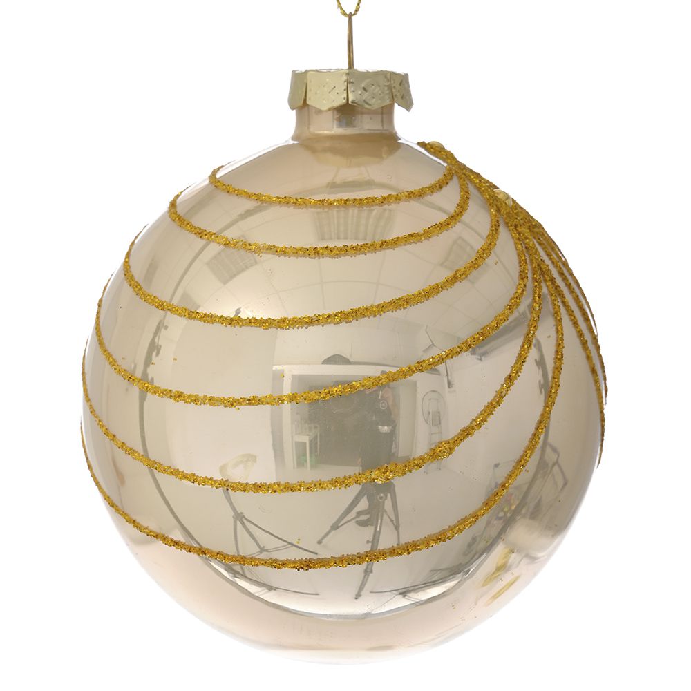 Gold Glass Ball Ornaments with Glitter Accents – 10 Cm