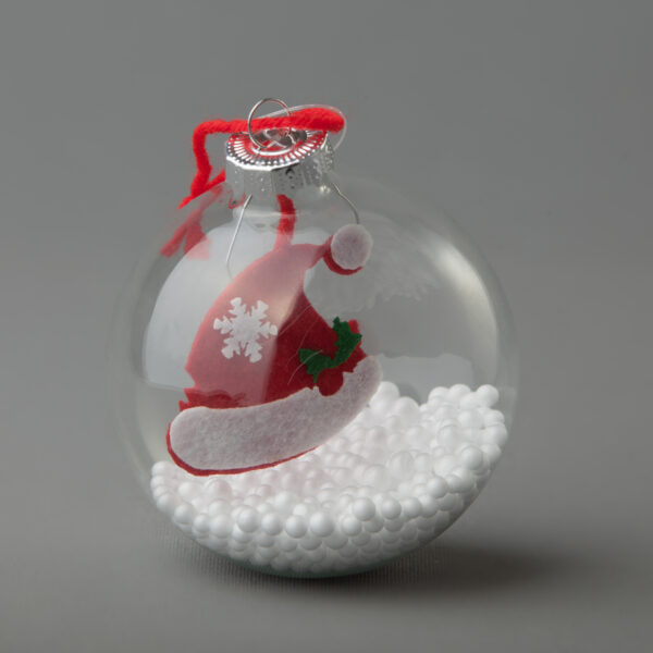 Transparent Glass Ball w/ Red Hat
