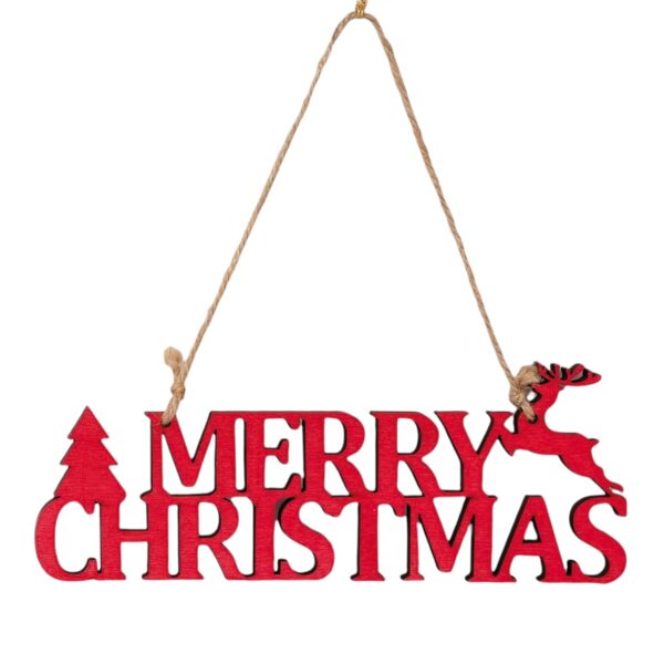 Red Wooden Reindeer Merry Christmas Sign
