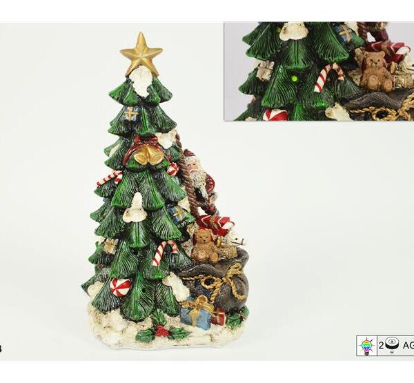 עץ חג המולד עם מתנות ואור