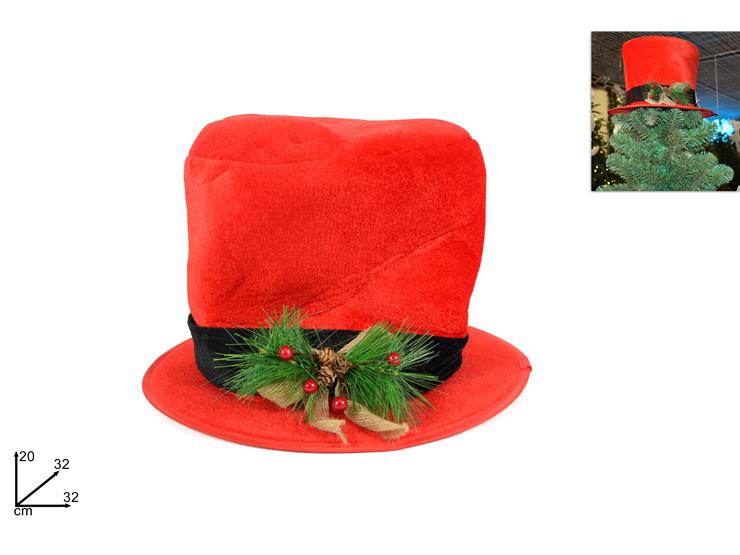 XNA17002571_8033113745508 כובע עץ עליון לחג המולד צבע אדום – תמונה 1