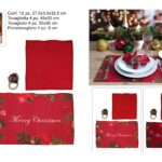 مجموعة من 4 مفارش و4 مناديل وحامل أدوات مائدة