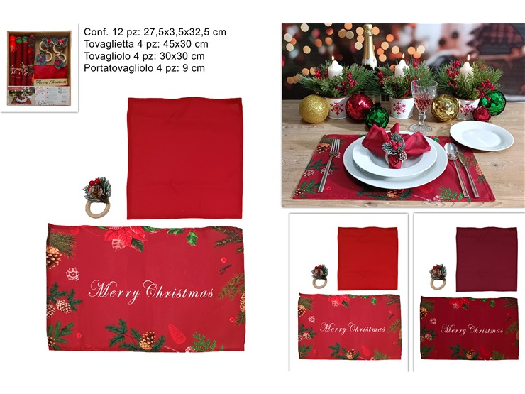 XNA23024071 8053482246444 مجموعة من 4 مفارش و4 مناديل وحامل أدوات مائدة - الصورة 1