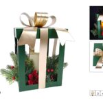 صندوق هدايا عيد الميلاد المزخرف مع شمعة LED