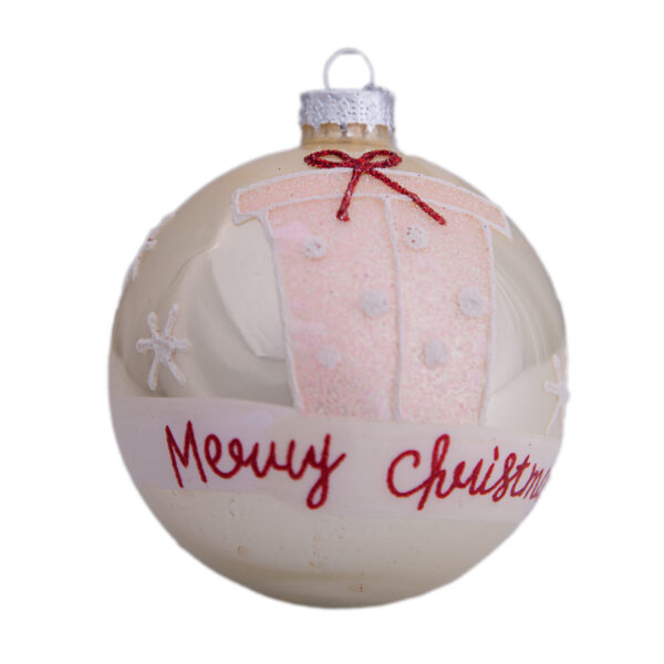 כדור זכוכית לבן וזהב