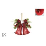 due esse appendino campane rosse con fiocco scozzese e vischio suncs200260a