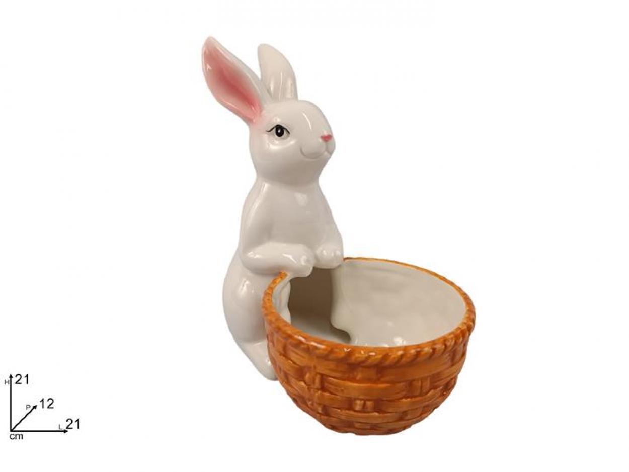 item_6e8e73759ee65450b56dbc1d2f8cee6e_67ab474411813 أرنب عيد الفصح الخزفي مع وعاء سلة - الصورة 1