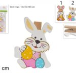 סט של 5 קליפס ארנב מעץ